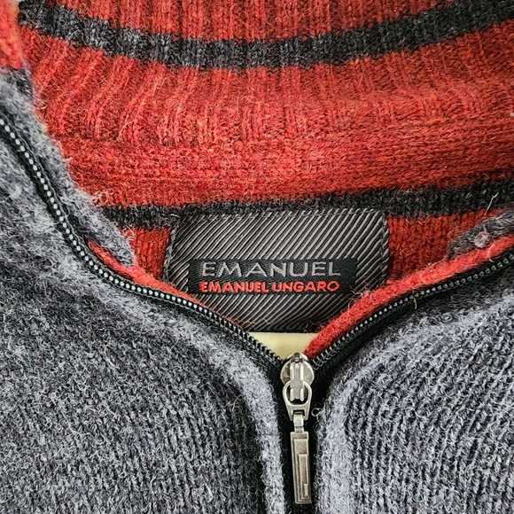 Emanuel Ungaro Charcoal Zip-Up Sweater - Picture 3 of 8